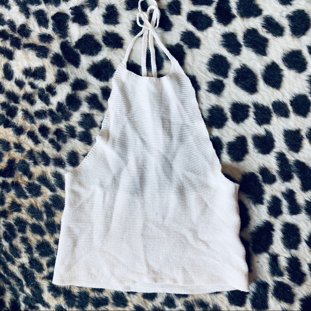 Taylor & Sage cream crop halter top